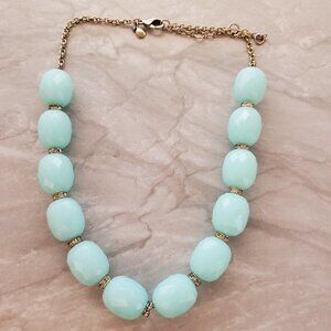 💙 J.Crew Ice Blue Jumbo Beads Beaded Rhinestones Pave Strand Necklace 💙